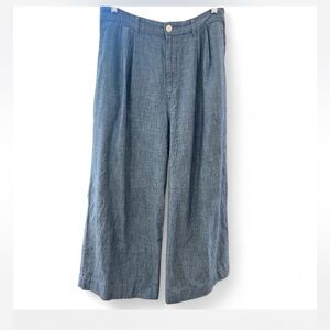 Ralph Lauren Black Label Pleated Wide Leg Chambray Pants Size 8
